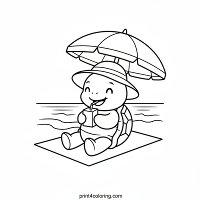 Sunny Siesta: Turtle's Perfect Beach Day - free printable coloring page