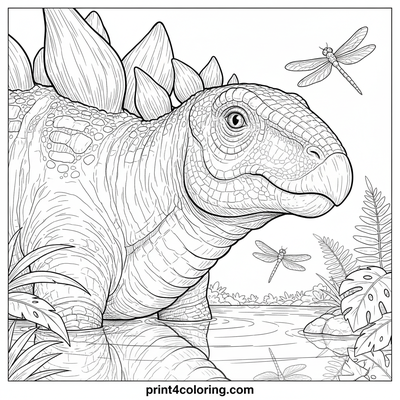 Twilight Stegosaurus: Reflective Waters - free printable coloring page