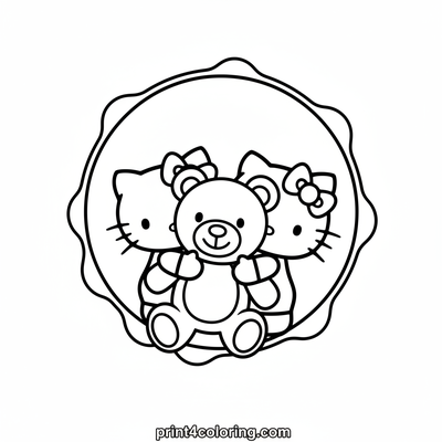 Hello Kitty & Mimmy's Cozy Cuddle Time - free printable coloring page