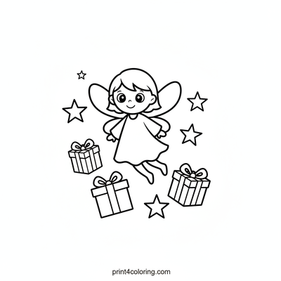 Fairy's Twinkling Gift Delivery - free printable coloring page