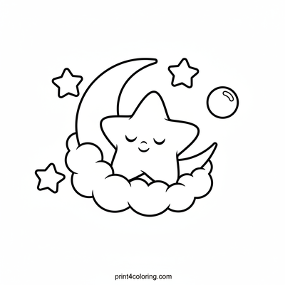 Twinkling Starfish Dream - free printable coloring page