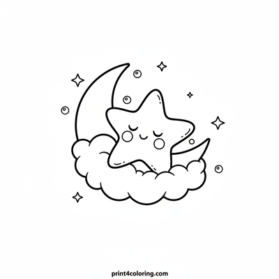 Starfish Moon Dream - free printable coloring page
