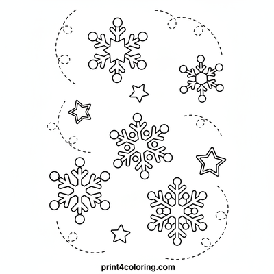 Dancing Snowflakes Delight - free printable coloring page