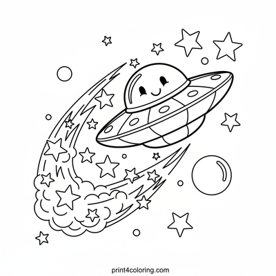 Sparkling Starship Zoom - free printable coloring page