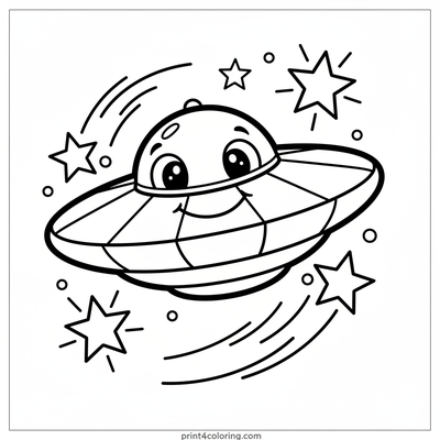 Speedy UFO Star Adventure! - free printable coloring page