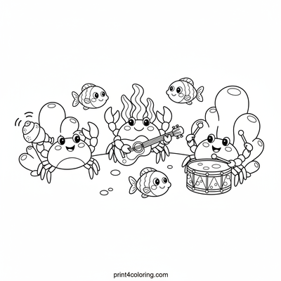Crabtastic Underwater Band - free printable coloring page