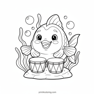 Bubbly Fish Bongo Beat! - free printable coloring page