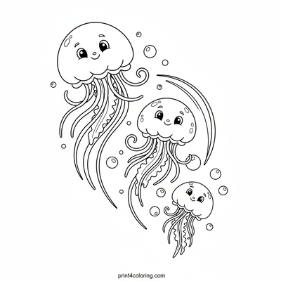 Jellyfish Jamboree Underwater Dance - free printable coloring page