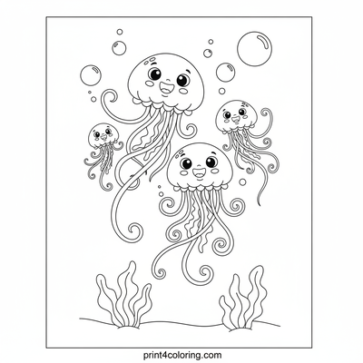 Jellyfish Jamboree: An Underwater Dance Party - free printable coloring page