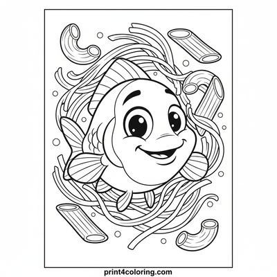 Macaroni Maze Fish Adventure - free printable coloring page
