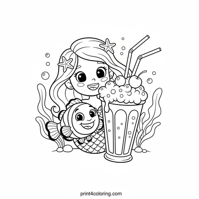 Underwater Milkshake Party - free printable coloring page