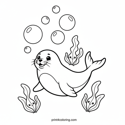 Smiling Seal's Underwater Garden - free printable coloring page