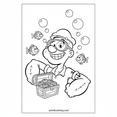 Popeye's Deep-Sea Spinach Discovery! - free printable coloring page