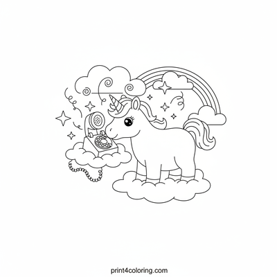 Unicorn's Enchanted Hotline Call - free printable coloring page