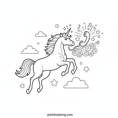 Unicorn's Cosmic Hotline - free printable coloring page