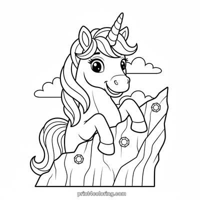Unicorn's Sparkling Rainbow Ascent - free printable coloring page