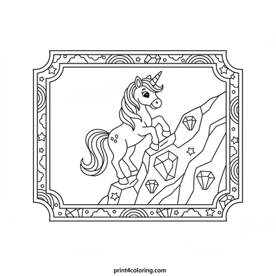 Unicorn's Rainbow Mountain Adventure - free printable coloring page