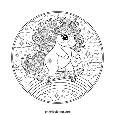Unicorn's Epic Rainbow Rail Ride - free printable coloring page