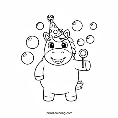 Unicorn's Bubble Party Delight - free printable coloring page
