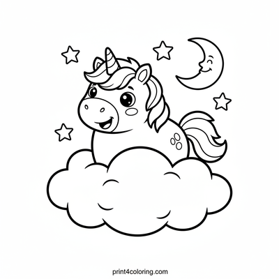 Unicorn's Magical Cloud Ride - free printable coloring page