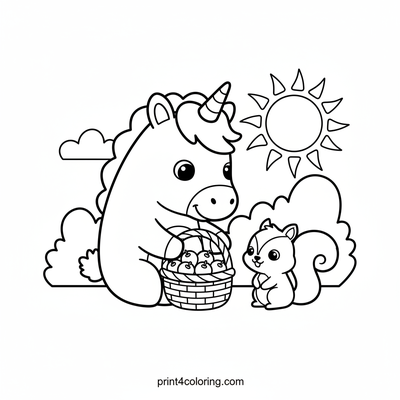 Unicorn's Berry Kindness - free printable coloring page