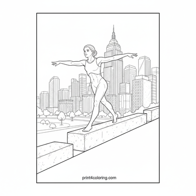 Urban Explorer's Balancing Act - free printable coloring page