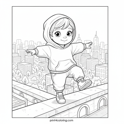 Urban Architect's Cozy Balance Walk - free printable coloring page