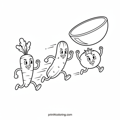 The Great Veggie Race! - free printable coloring page