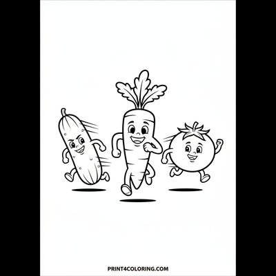 The Great Veggie Bowl Race! - free printable coloring page