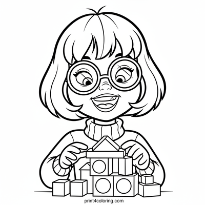 Velma's Wobbly Tower Challenge - free printable coloring page