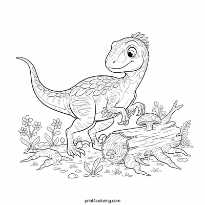 Velociraptor's Gentle Forest Foray - free printable coloring page