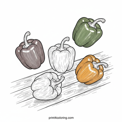 Vibrant Bell Pepper Harvest - free printable coloring page