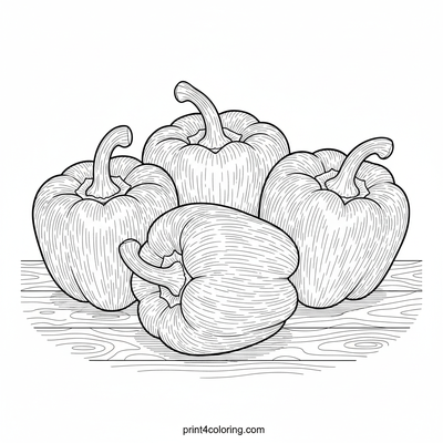 Garden's Colorful Bounty: Bell Pepper Harvest - free printable coloring page
