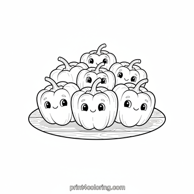 Vibrant Garden Jewels: Bell Pepper Harvest - free printable coloring page