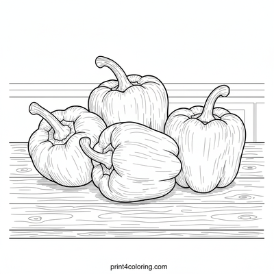 Harvest's Colorful Bounty: Bell Pepper Still Life - free printable coloring page