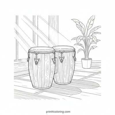 Sunlit Rhythms: Vintage Bongo Studio - free printable coloring page
