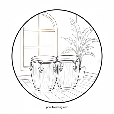 Vintage Bongo Bliss in a Sunny Studio - free printable coloring page
