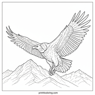Majestic Vulture's Mountain Flight - free printable coloring page