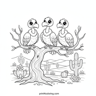 Cozy Vulture Lookout: Desert Watchers - free printable coloring page
