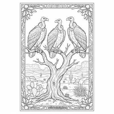 Desert Sentinels Perch - free printable coloring page