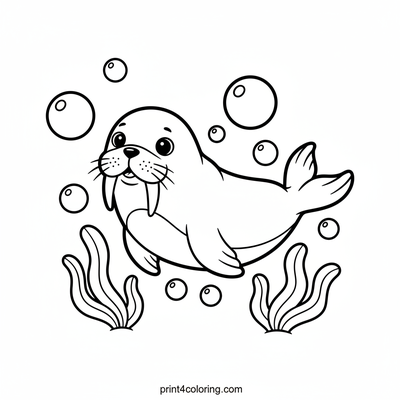 Walrus's Bubble Kingdom Dream - free printable coloring page