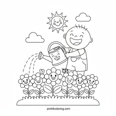 Watering Can Smiles - free printable coloring page