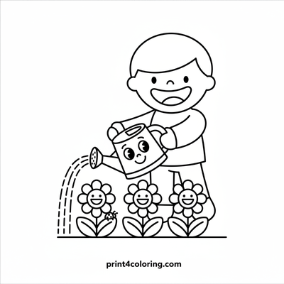 Little Gardener's Joy - free printable coloring page