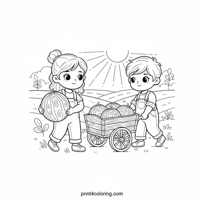 Watermelon Harvest Day: A Sweet Summer Adventure - free printable coloring page