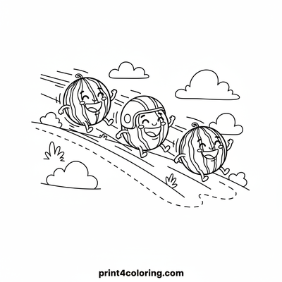 Wacky Watermelon Rolling Race! - free printable coloring page