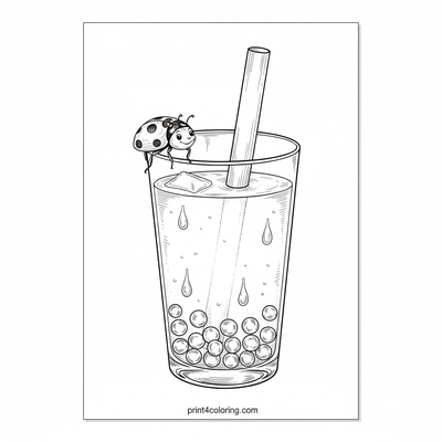 Whimsical Boba Tea Delight - free printable coloring page
