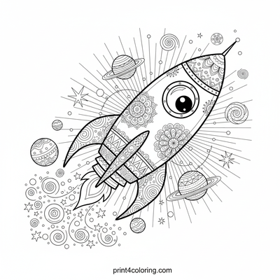 Whimsical Rocket's Stellar Adventure - free printable coloring page