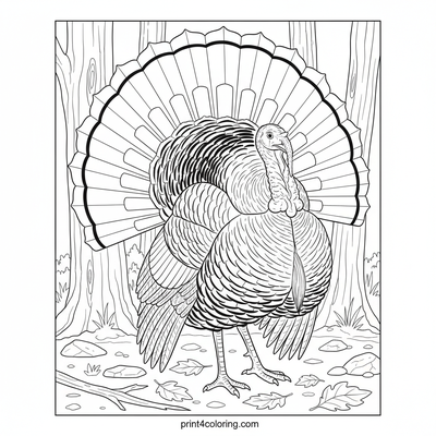 Majestic Wild Turkey Display - free printable coloring page