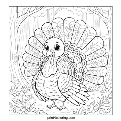 Majestic Forest Strut: Wild Turkey Display - free printable coloring page