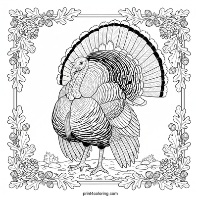 Forest King: Majestic Wild Turkey Display - free printable coloring page